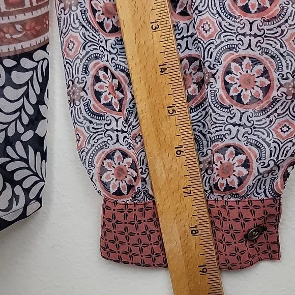 American Rag Orange, Navy & Off White Sheer Boho Print M - Picture 9 of 15